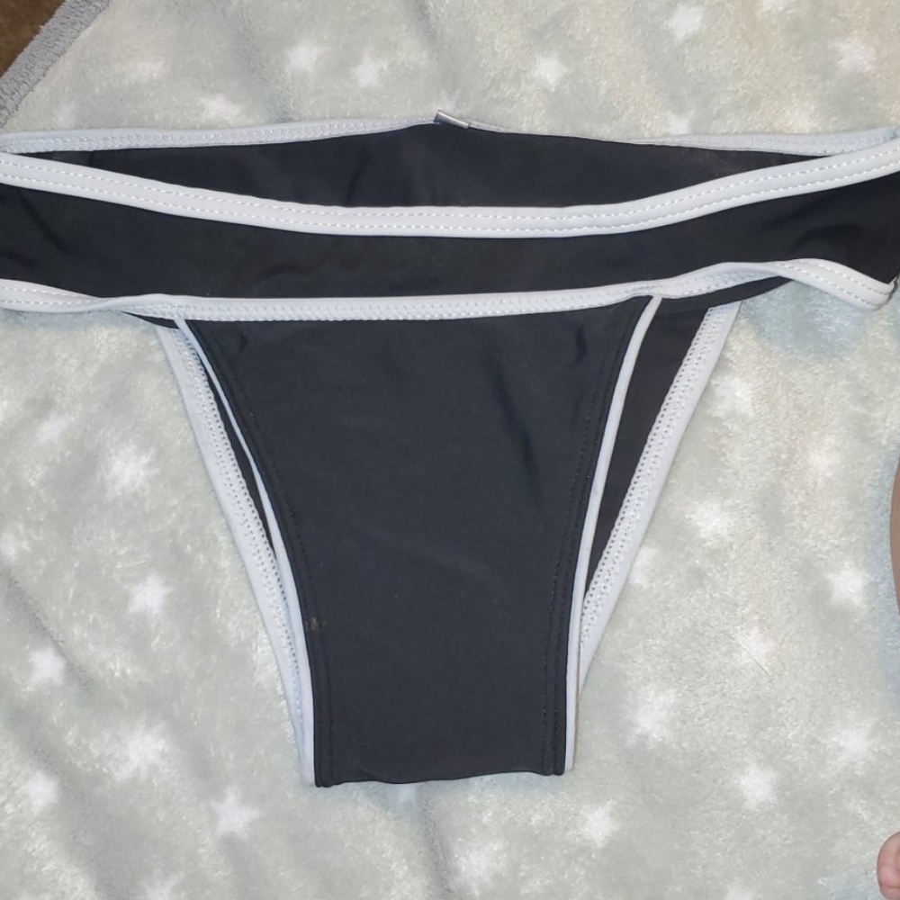 Thong style black bikini bottom